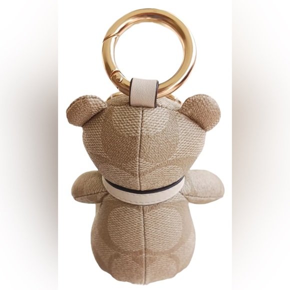 Coach CI102 Beige Signature C Coated Canvas Bear  Bag Charm/Key Chain COLLECTOR - Picture 5 of 8